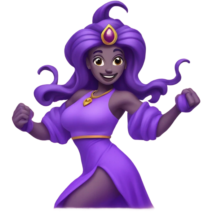 one full exact and one split down the center purple female genies emoji