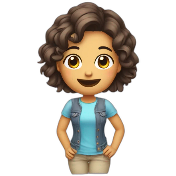 chica cabello corto sonriendo mano en la cara emoji