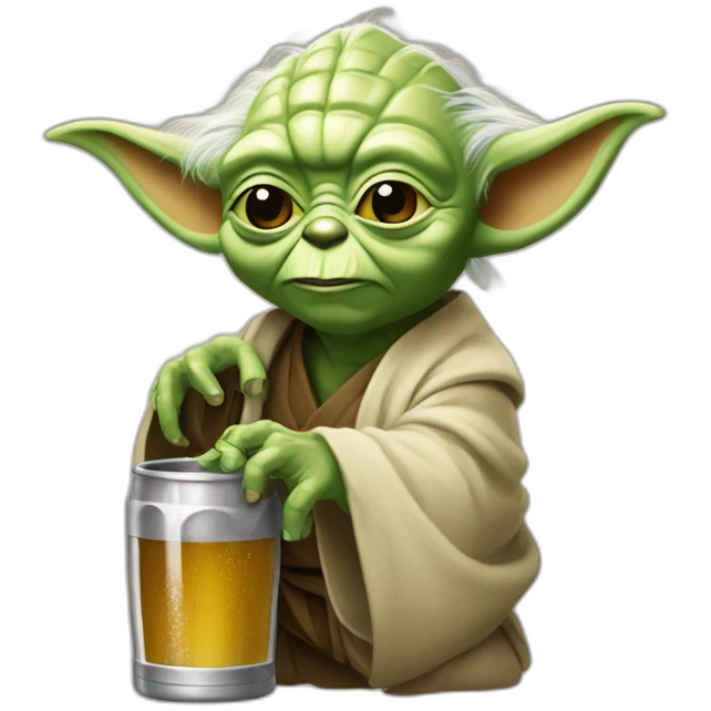 Yoda bois une bière  emoji