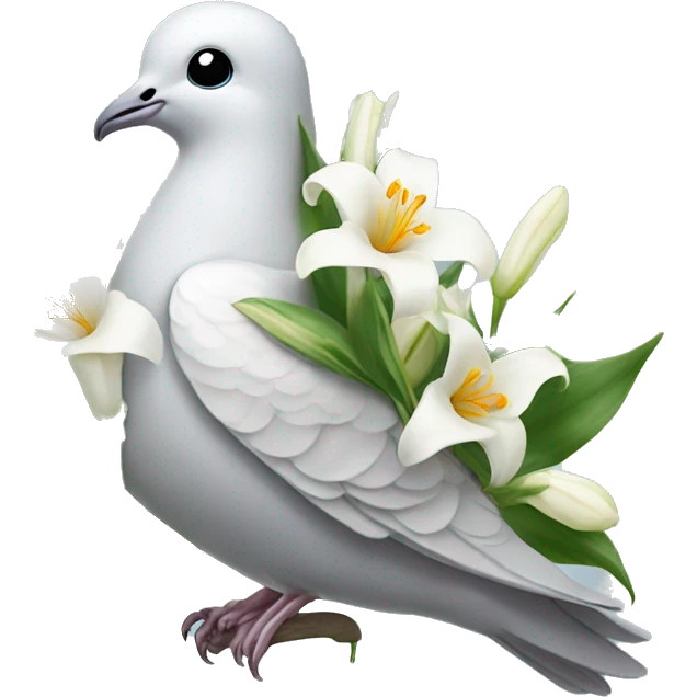 dove of peace holding lilies of the valley in its beak emoji