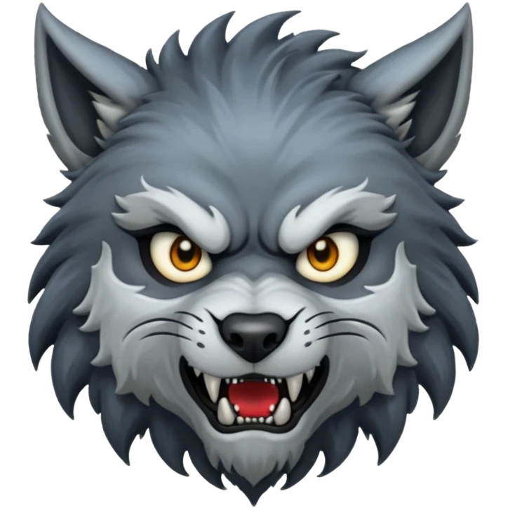 Lycan head, full moon, horror cartoon emoji, no background emoji