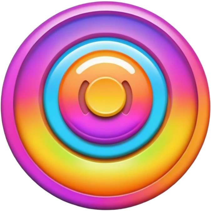 A round psychedelic colored button with bezeled edges emoji