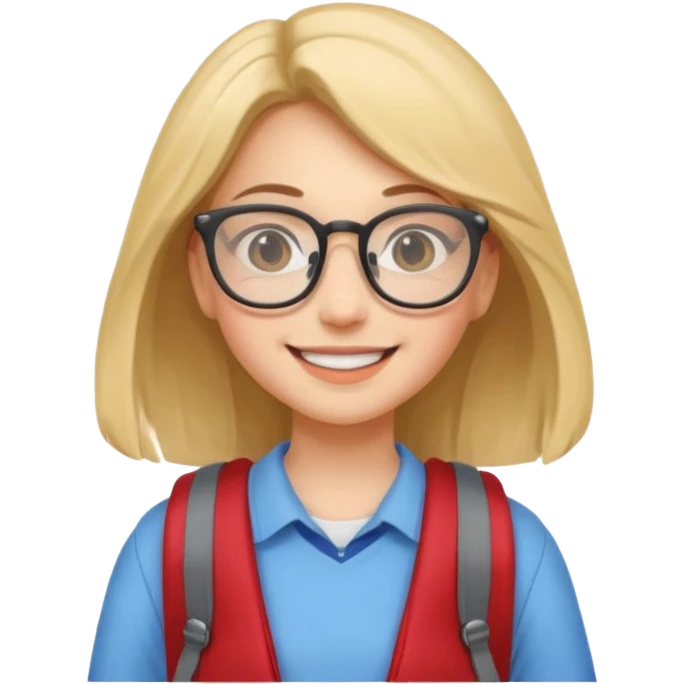 student girl wearing glasses with backpack emoji