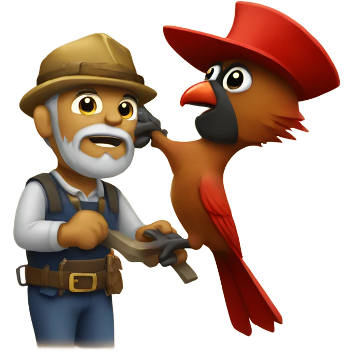 Cardinal fighting a gold miner emoji