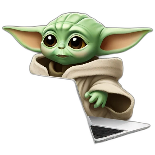BABY YODA USING THE COMPUTER emoji