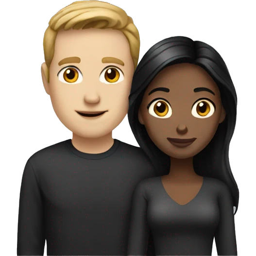 white man brown hair and brown woman black hair love  emoji