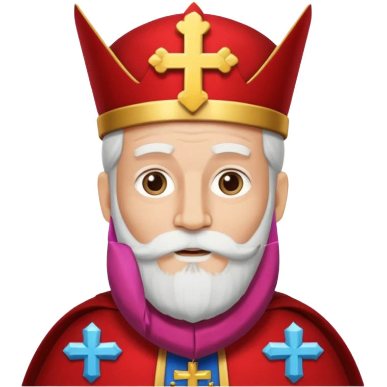 Sinterklaas met een lange witte baard en een meiter met een kruis erop emoji