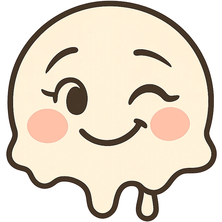 Create an animated version of the emoji with a wink and a smile, keeping the style simple and expressive. The background should be transparent. The original emoji style is simple and expressive, please maintain that look in the animation. emoji