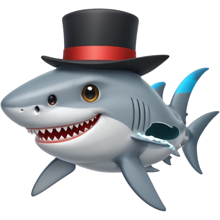 Shark with a top hat emoji