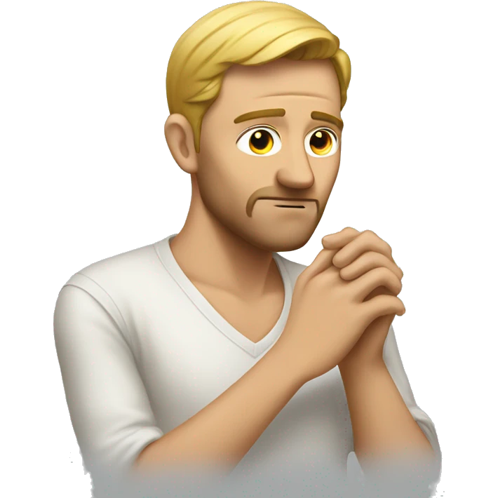 A white man who scratches his temple while reflecting emoji