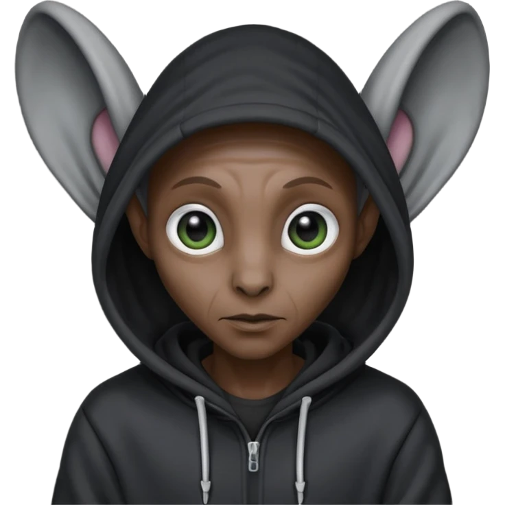 Aliens Dark grey, hoodie, long big ears emoji