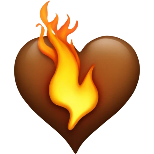 brown heart with fire emoji