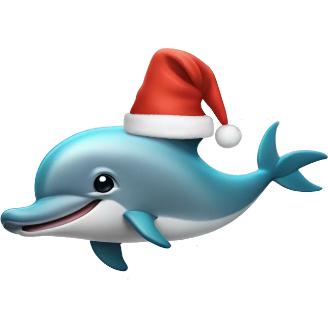 Dolphin with a christmas hat emoji