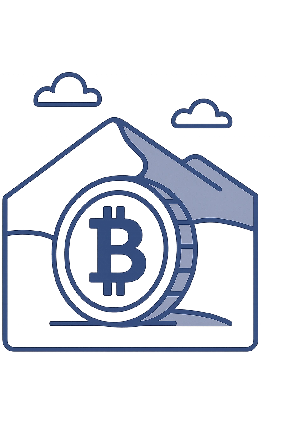 Bitcoin coin in front of a sand dune, flat modern style, Middle Eastern trading theme emoji