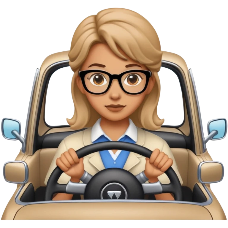 Female Nerd driving emoji