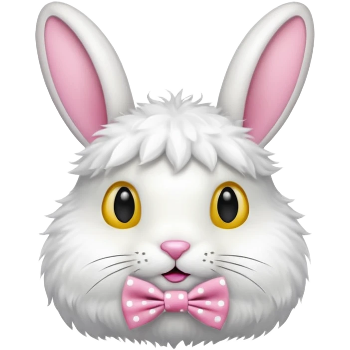 Fluffy rabbit with polka-dot yellow bow tie emoji