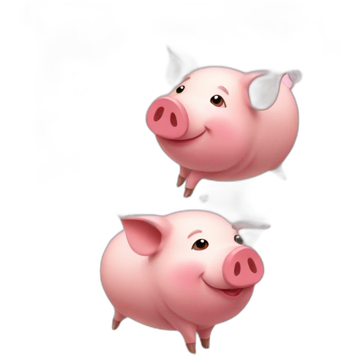 pigs as floating hearts emoji