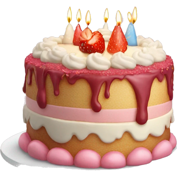 Birthday cake vanilla & strawberry emoji