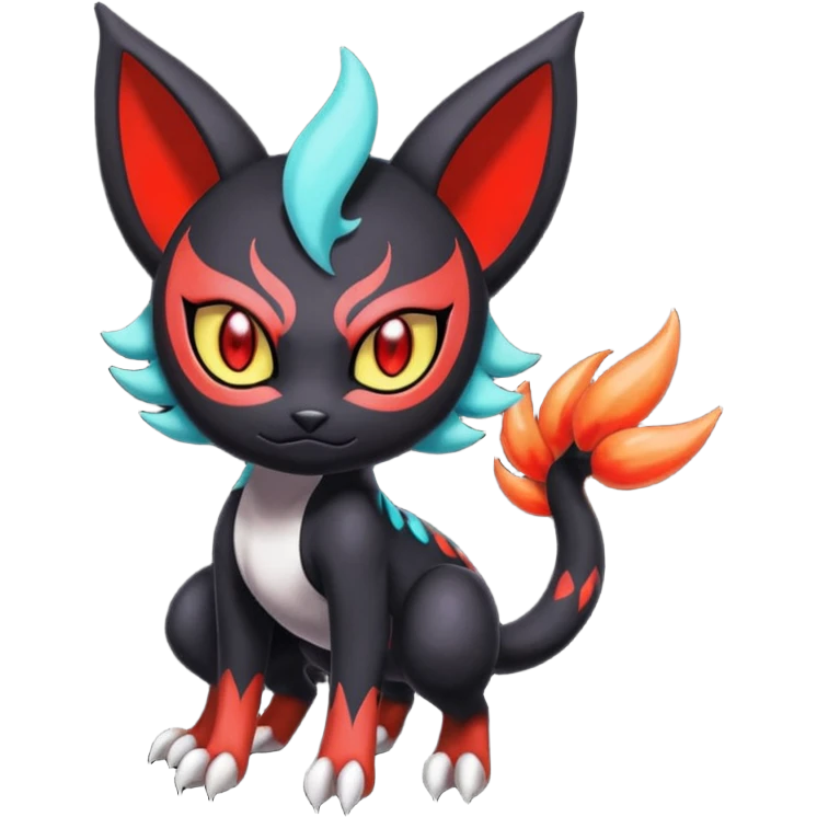 Colorful Meloetta-Litten-Darkrai-Pokémon-Fakémon-fusion-hybrid-creature emoji