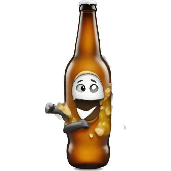 A beer bottle dancing emoji