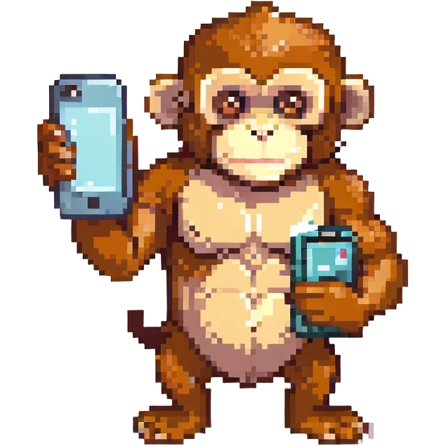 muscle monkey playing cellphone emoji