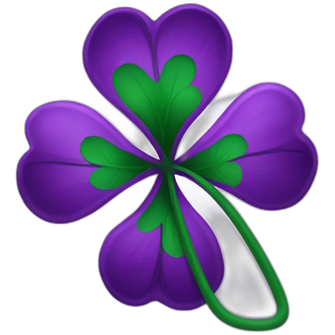 An entirely PURPLE four-leaf clover emoji
