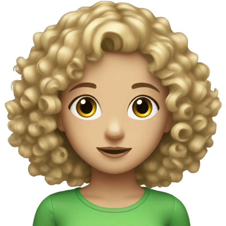 Cute girl with dirty blonde curly hair and green eyes emoji