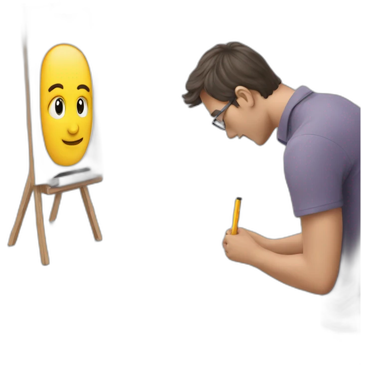 Man writing on a marker board emoji