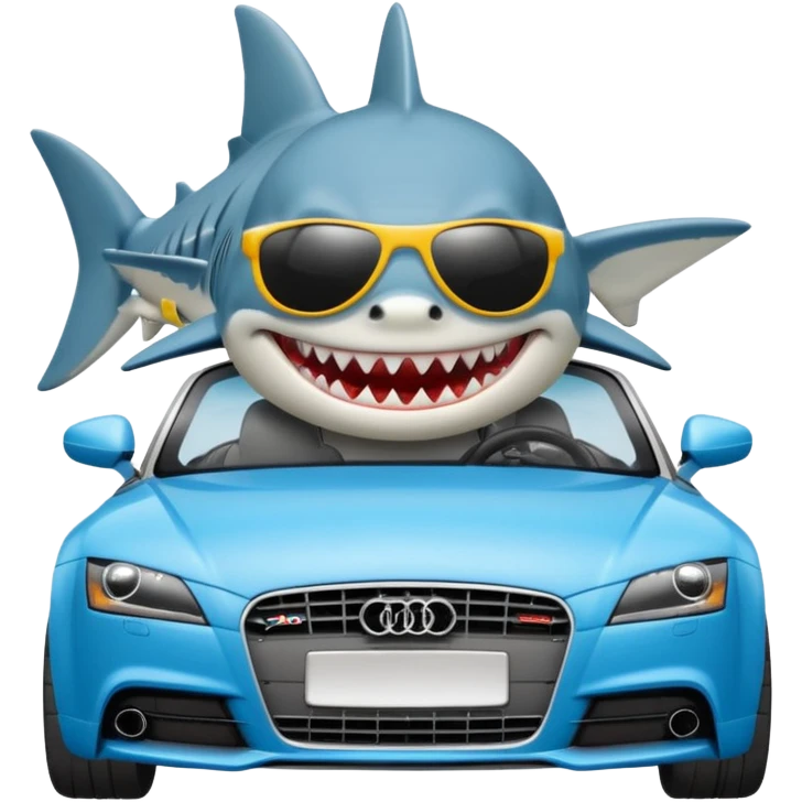 Shark driving an audi TT car emoji