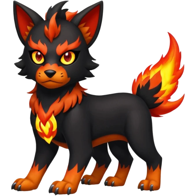 Elemental cool badass fierce realistic bulky evil Houndour-Litten-Sprigatito-hybrid-fusion-creature (full body) emoji