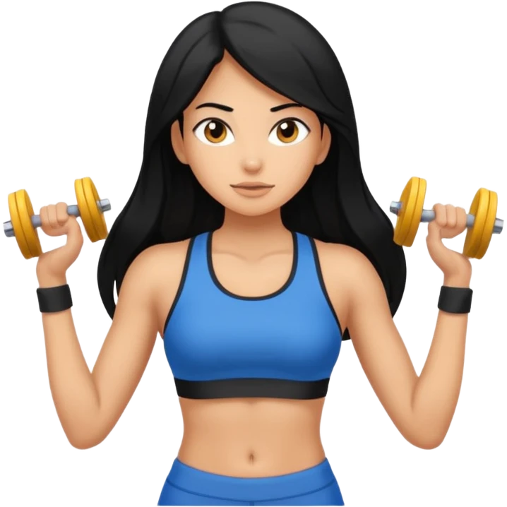 Long black hair girl with gym aesthetic  emoji