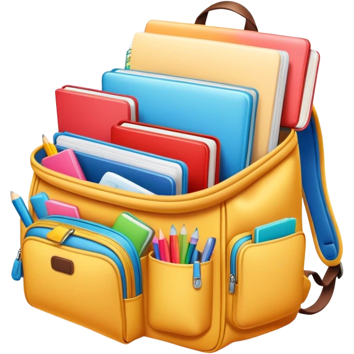 school bag open with neatly packed items inside, clear and inviting emoji