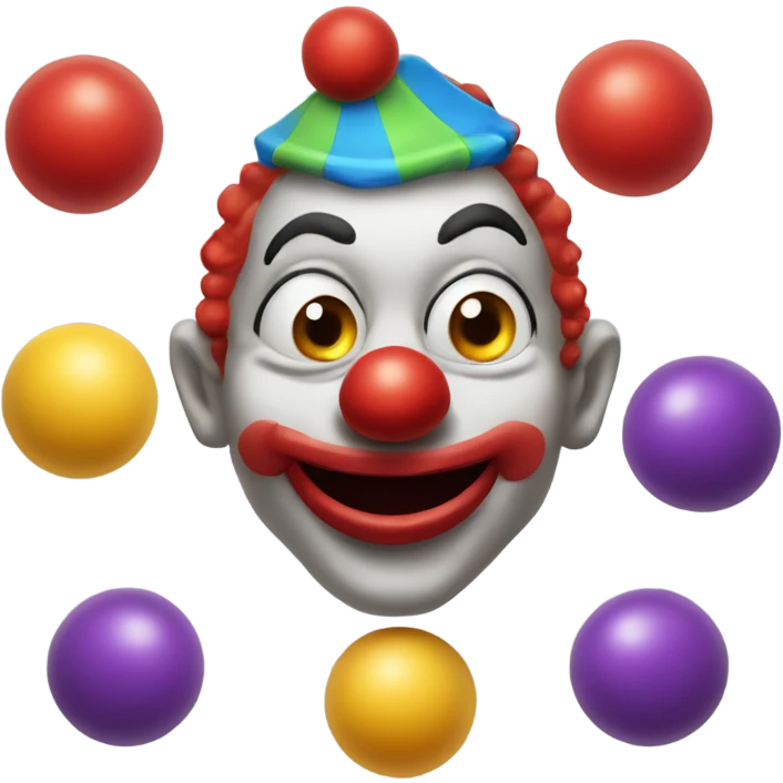 Clown juggling balls in mouth emoji