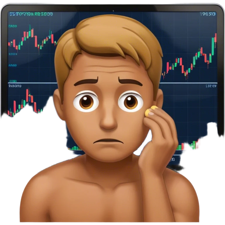 A man is watching the crypto market with anxiety  emoji