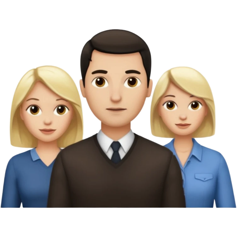 Two blonde women and a man with skin head and dark hair  emoji