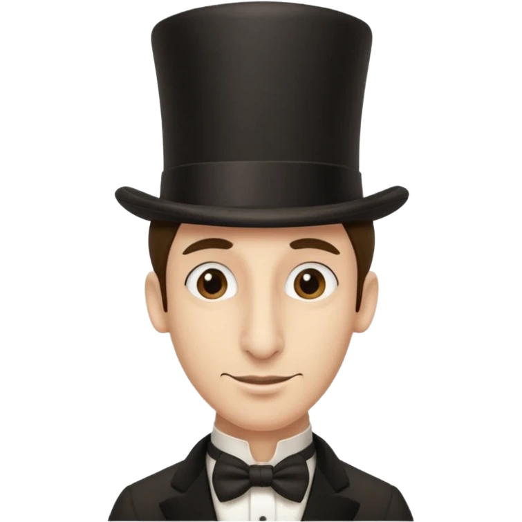 Man wearing a top hat long nose and peyot  emoji