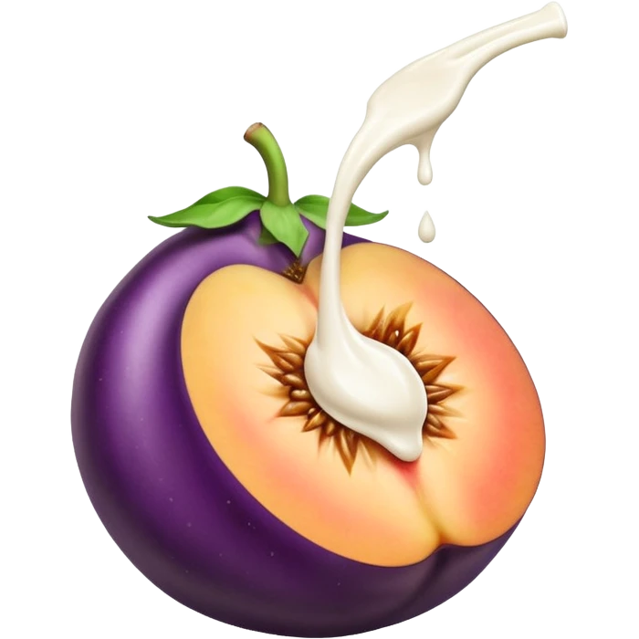 Eggplant squirting milk on peach emoji