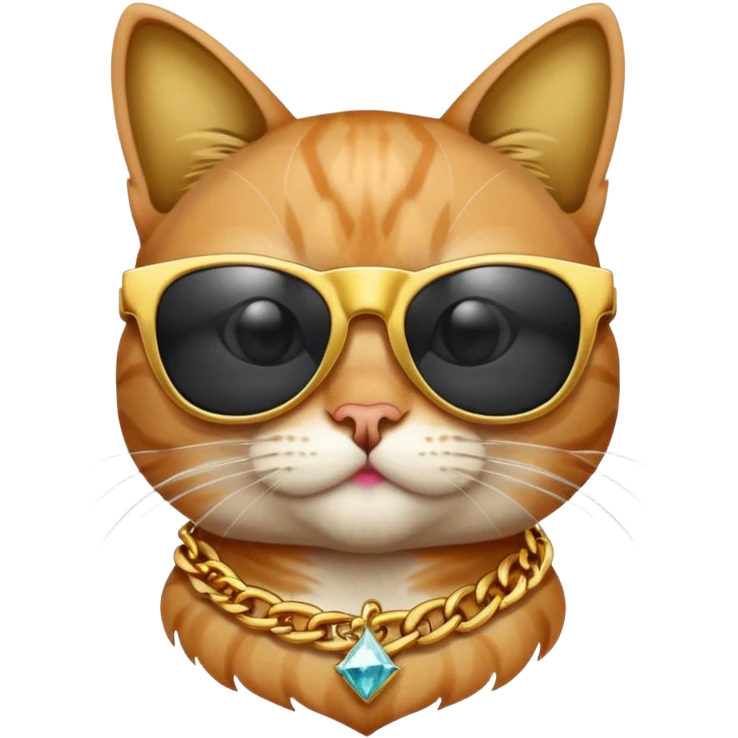 cat with sunglasses and big chain with a diamond letter K emoji