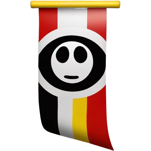 Rectangle flag with black on top, red on bottom and yellow circle in middle emoji
