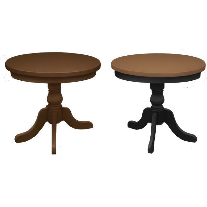 2 tables, 1 black and another brown emoji