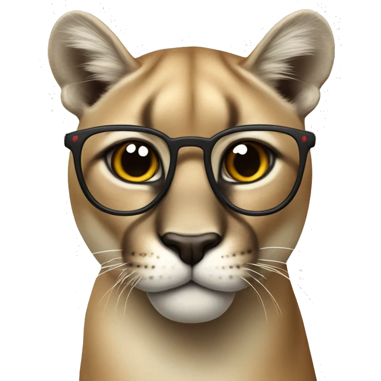 puma that act like a human with glasses with pouting mouth emoji