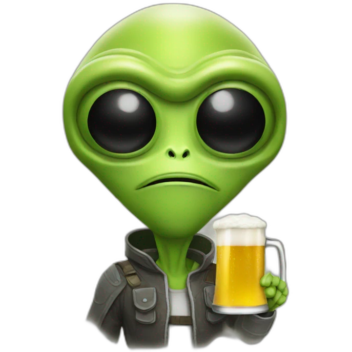 drinking beer alien emoji