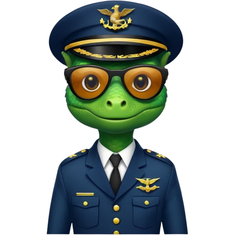 Lizard in navy uniform with  black sunglasses. emoji