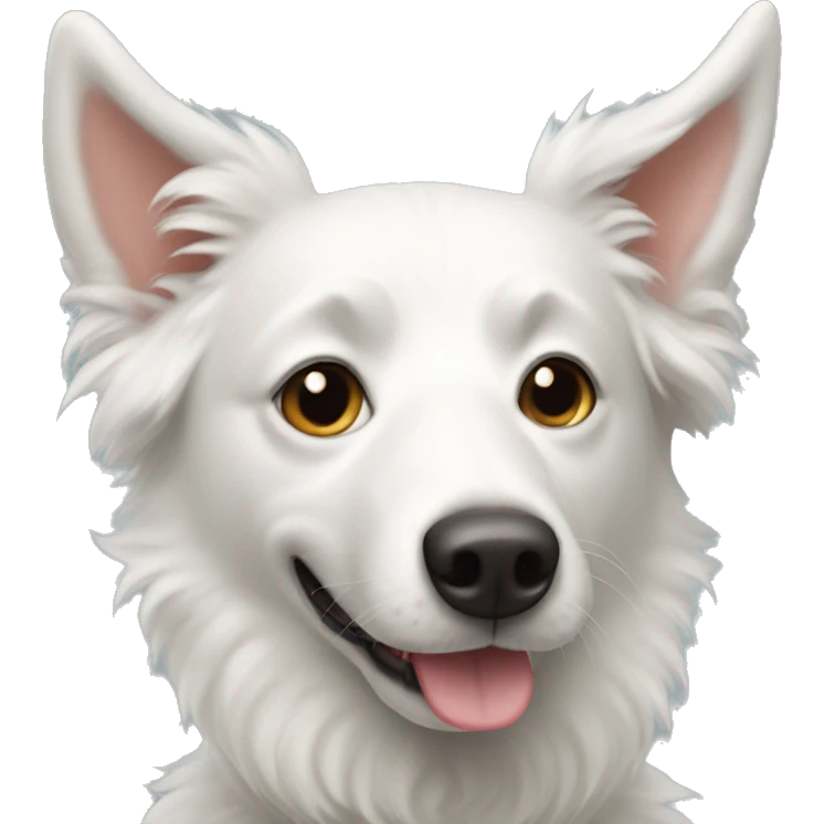 White Mudi dog with pointy ears emoji