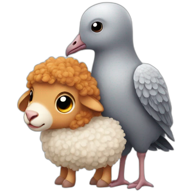Ginger sheep hugging a pigeon  emoji