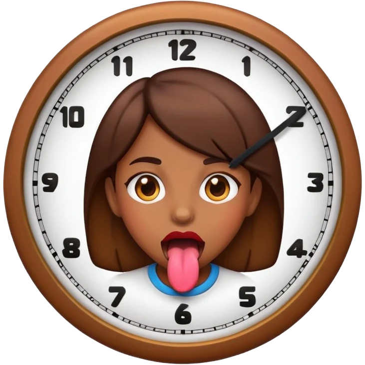 Brown girl emoji with tongue out with a clock  emoji