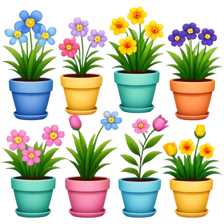 flower pots with spring flowers  emoji