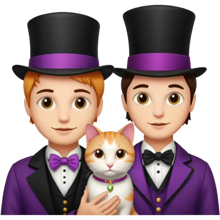 magician couple and their pet cat emoji