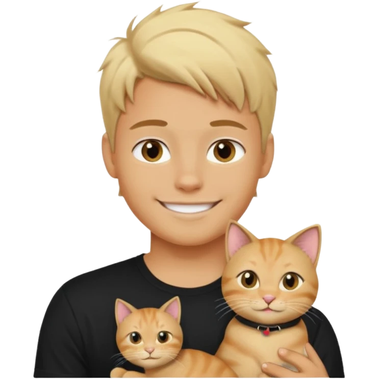 sexy boy with blonde hair and black t-shirt with cat  emoji