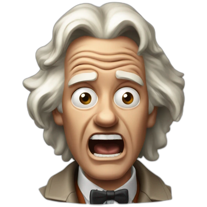 1955 Doc Brown from back to the future looking shocked and his mouth wide open. No eye-ware. emoji